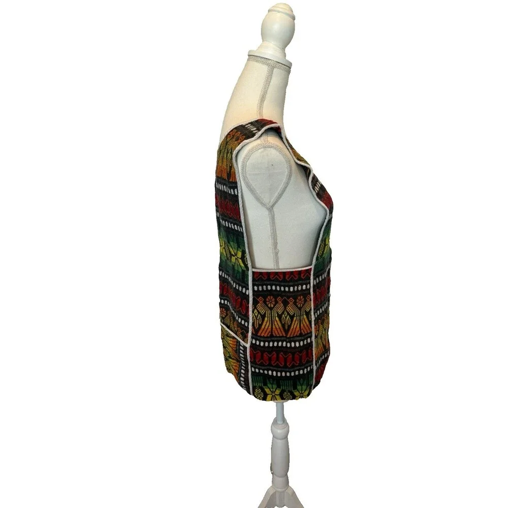 Vintage Handmade Guatemalan Hand Woven Apron Pocket Vest Colorful - Picture 7 of 8